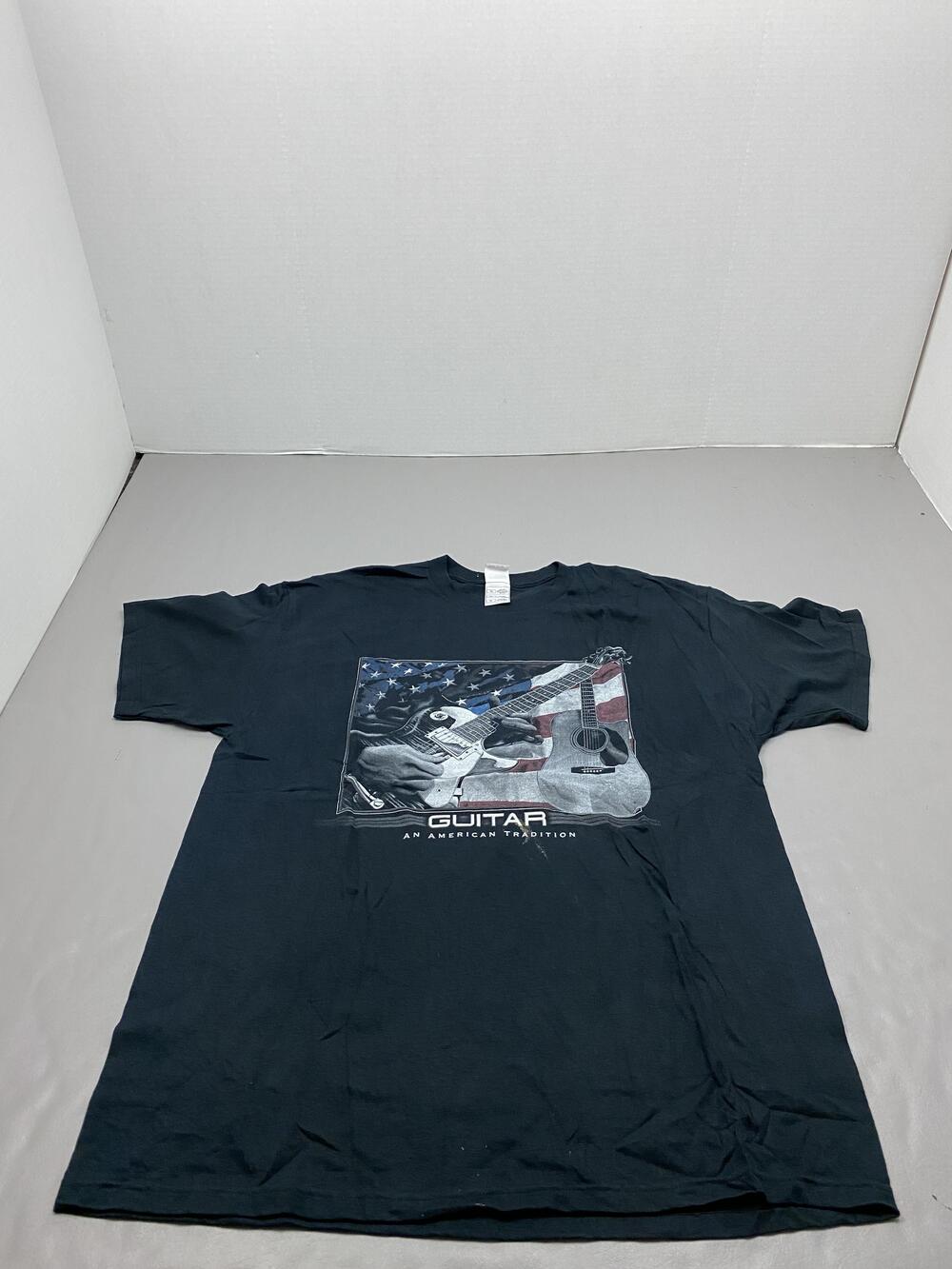 Fruit Of The Loom Shirt Mens XL Black Guitar Graphic Heavyweight Cotton